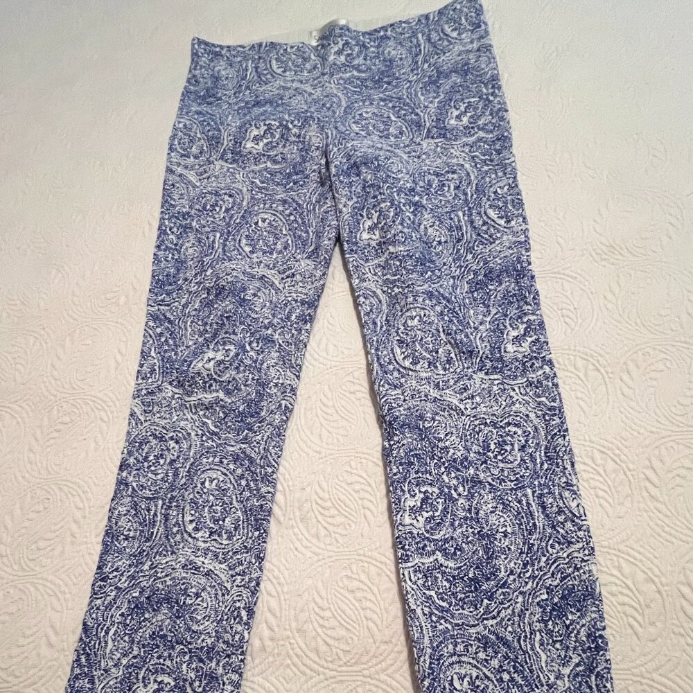 Sara Campbell Sheri Pant in unique textured Blue Damask Size L